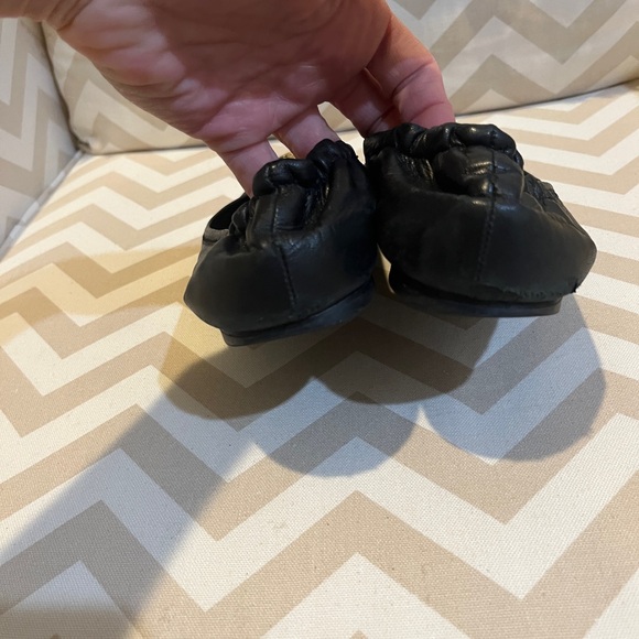 Tory Burch Black Flats with Gold Logo - Picture 3 of 6